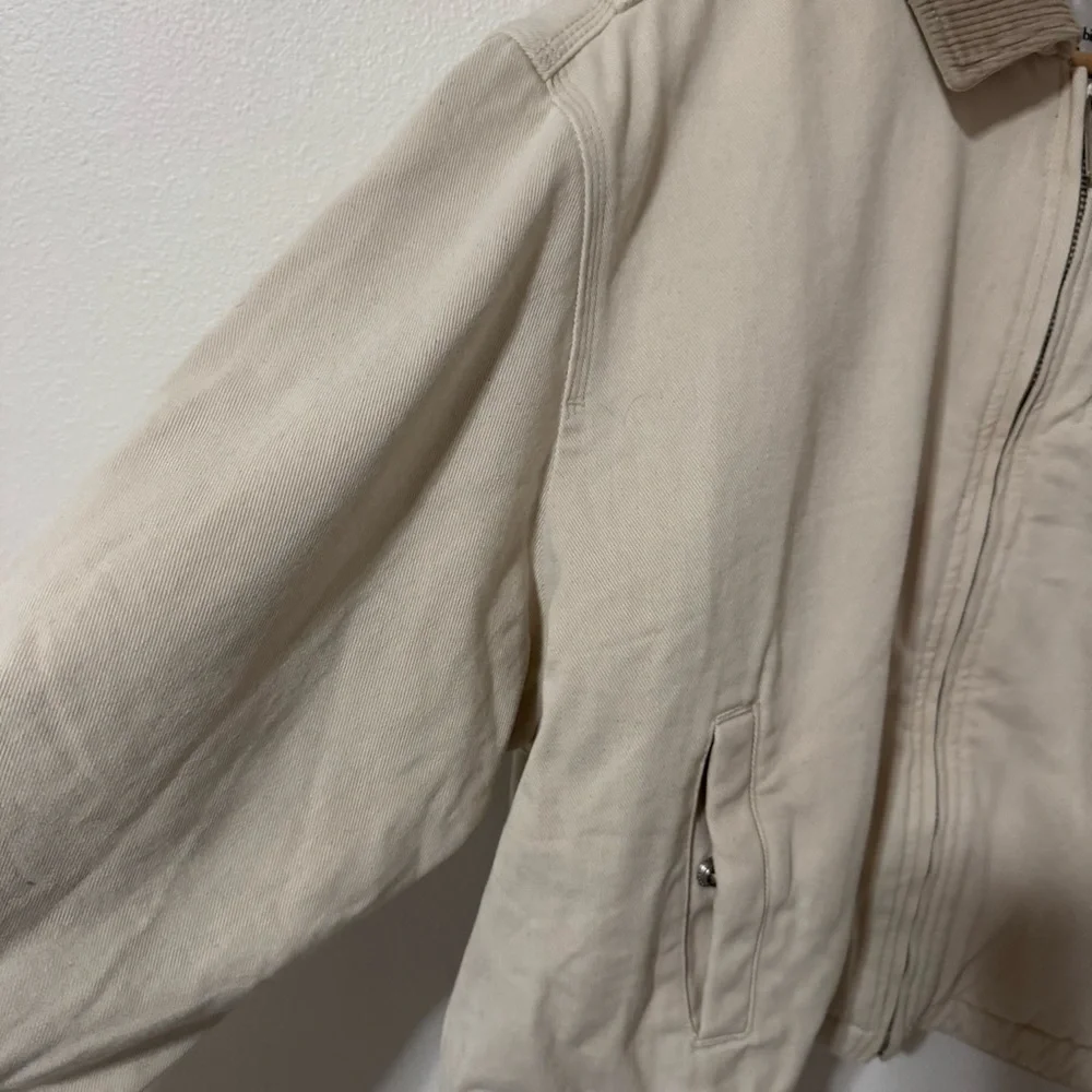 Abercrombie Crop Twill Workwear Jacket Cream Gray Corduroy Collar Streetwear-XL - Picture 5 of 13